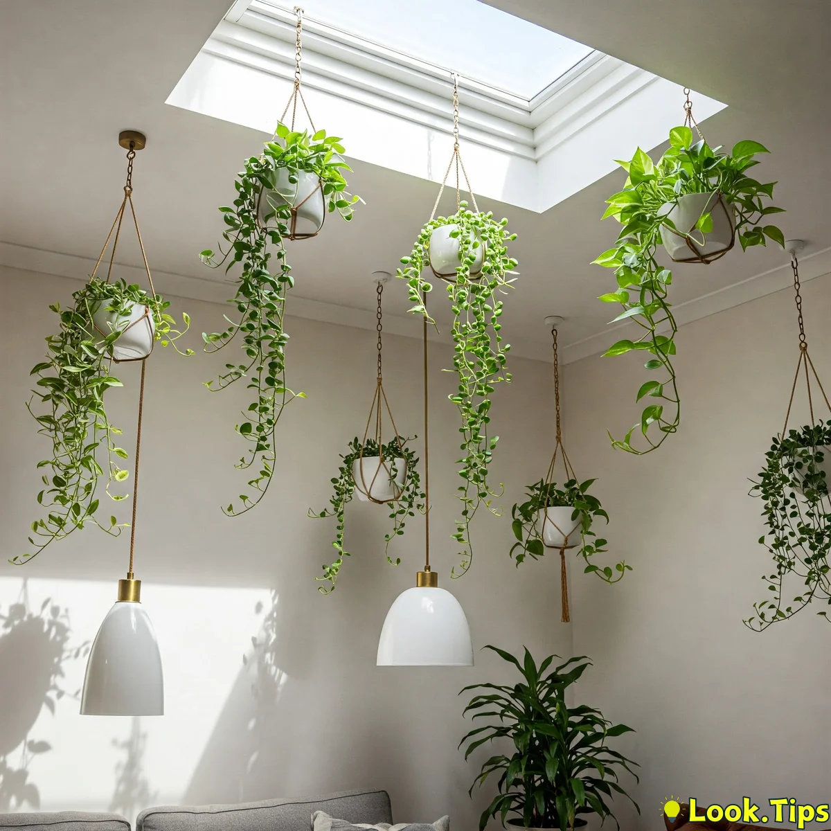 10. Ceiling Mounted Plant Hangers: Overhead Oasis