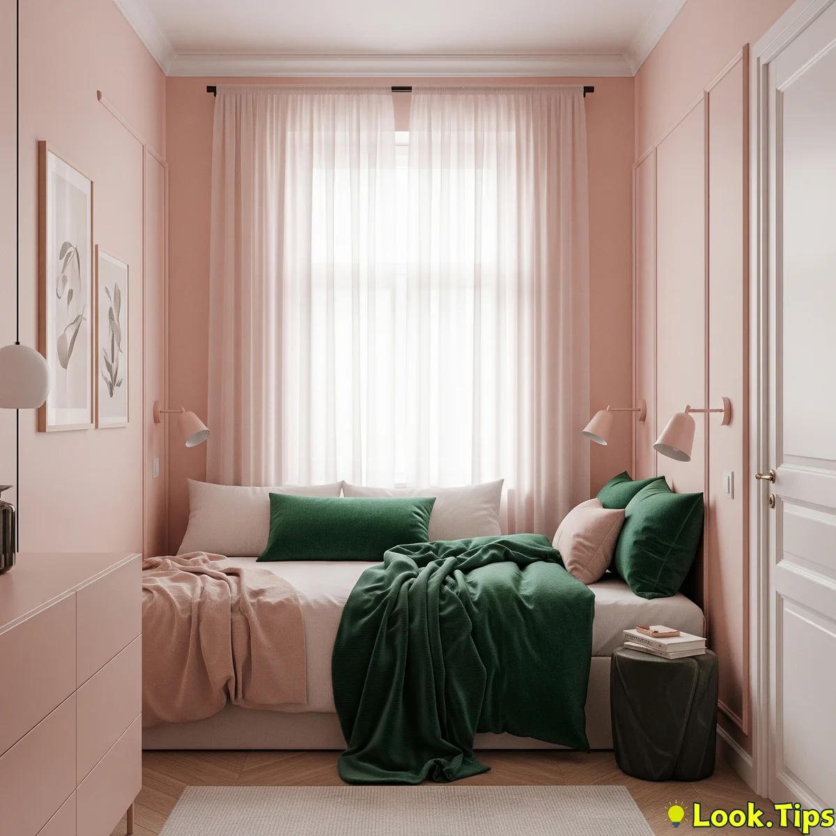 3. Emerald Green & Blush Pink: Jewel-Toned Serenity