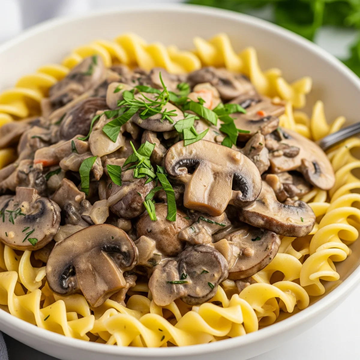 4. Creamy Vegan Mushroom Stroganoff with Egg Noodles: Indulgent & Satisfying