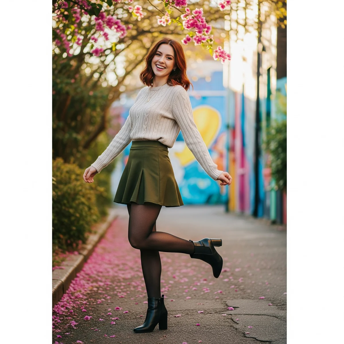 5. The Mini Olive Green Skirt: Playful Sophistication