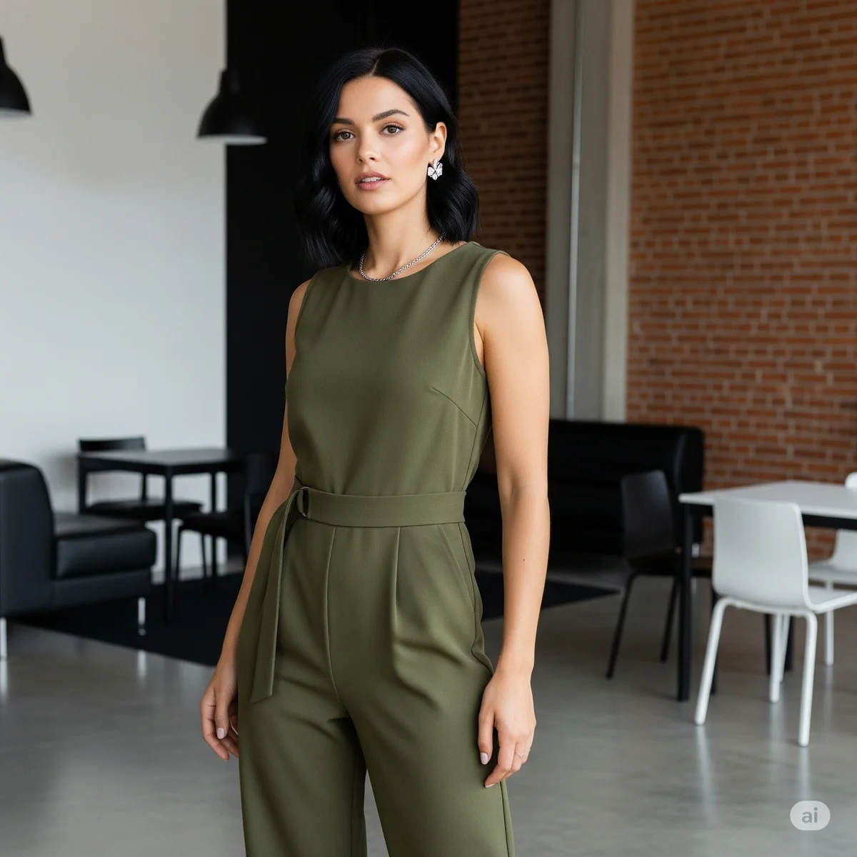 6. Olive Green Jumpsuit: Your One-and-Done Outfit